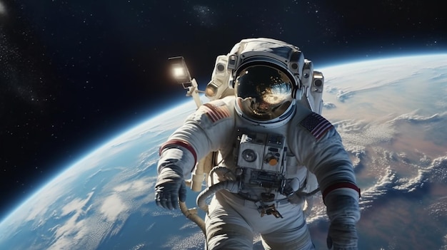 Astronaute dans l'espace rendu