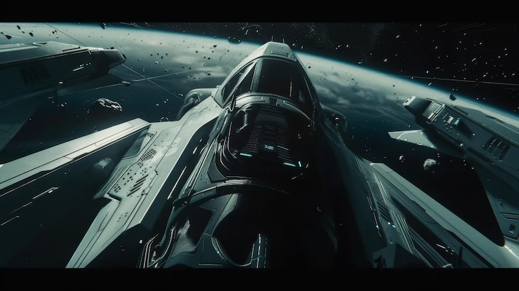 Photo astronaute dans l'espace spatial vaisseau spatial futuriste rendu 3d