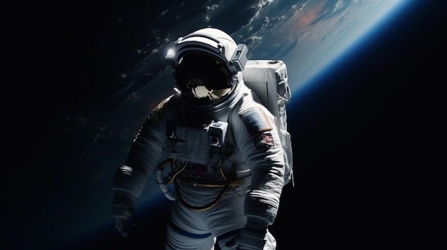 Un astronaute dans l'espace avec la terre en arrière-plan