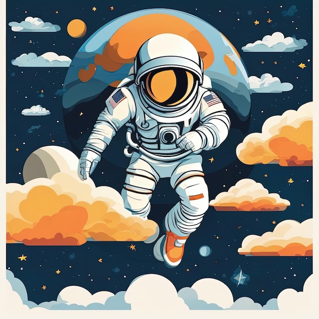 Astronaute dans le vecteur des nuages