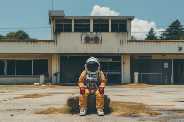 Un astronaute debout dans la ville IA générative