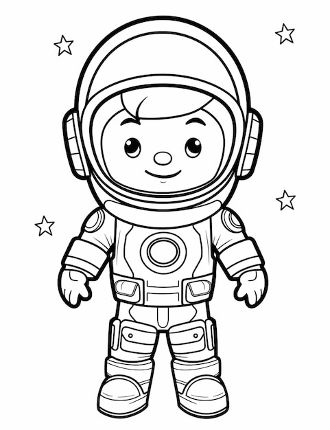 un astronaute de dessin animé dans une combinaison spatiale avec des étoiles autour de lui IA générative