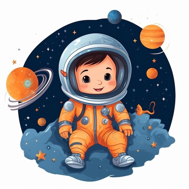 Astronaute de dessin animé sur la lune