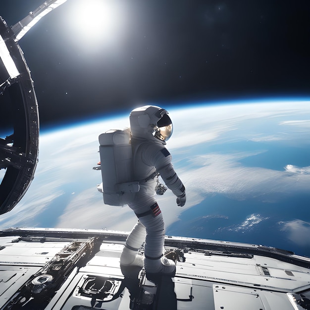 Photo un astronaute explore l’espace sombre