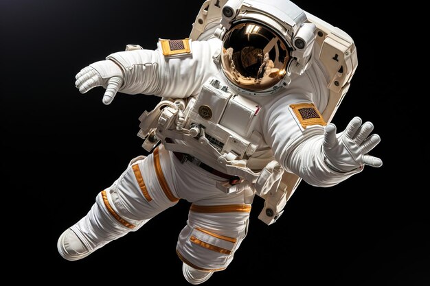 Photo un astronaute flottant dans l'espace atteignant un immense fond noir