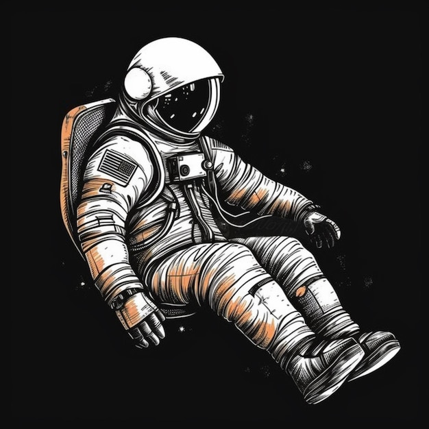 Un astronaute avec un fond noir et un fond noir.