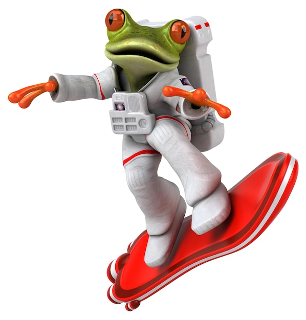 Astronaute de grenouille de dessin animé 3D amusant