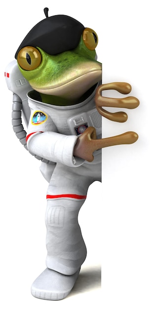 Photo astronaute de grenouille de dessin animé 3d amusant