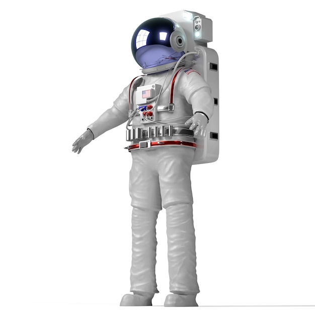 Astronaute isolé sur fond blanc