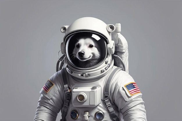 l'astronaute lapin dans l'illustration de fond isolée grise