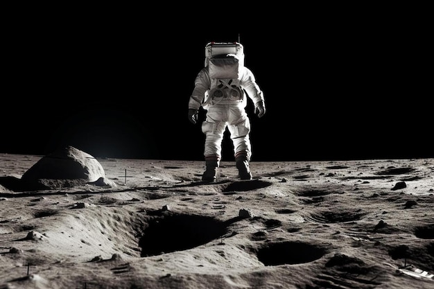 un astronaute sur la lune avec la lune en arrière-plan