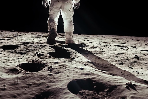 Photo un astronaute marchant sur la lune