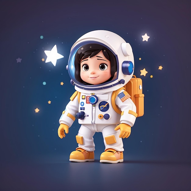 Photo astronaute mignon avec une étoile icône vectorielle de dessin animé illustration science technologie vecteur plat isolé