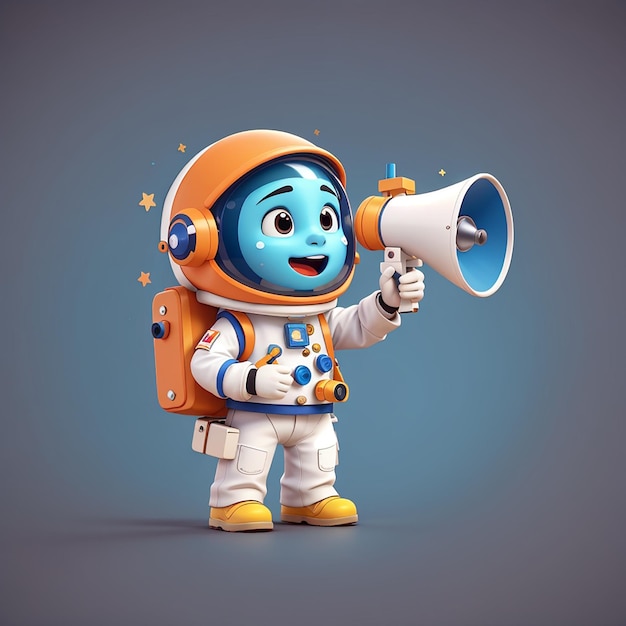 L'astronaute mignon qui parle avec un mégaphone illustration d'icône vectorielle de dessin animé