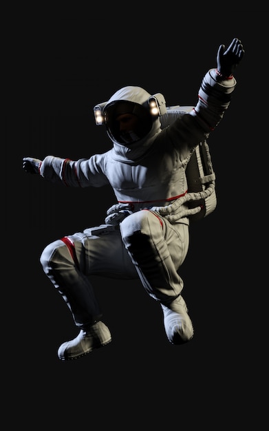 Astronaute de rendu 3D sur fond noir