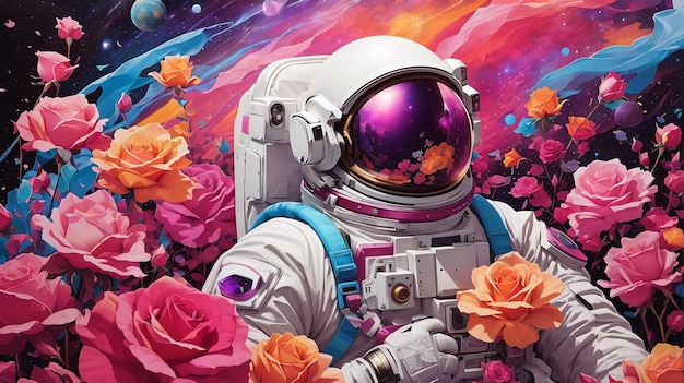 Astronaute et roses