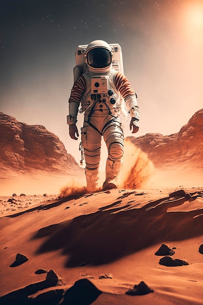 astronaute sur le sol de la planète mardi