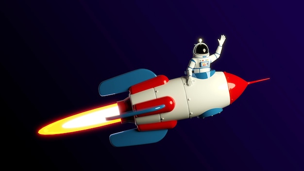 L'astronaute vole sur une fusée