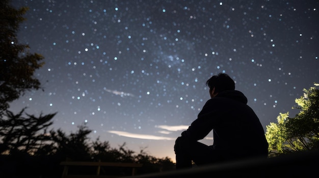 L'astronome étudie les étoiles dans une toga céleste.