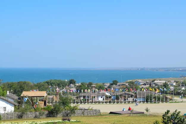 Ataman Russie 26 septembre 2015 Le paysage du village cosaque un musée Ataman le village et la vue sur la mer depuis les hauteurs de la colline