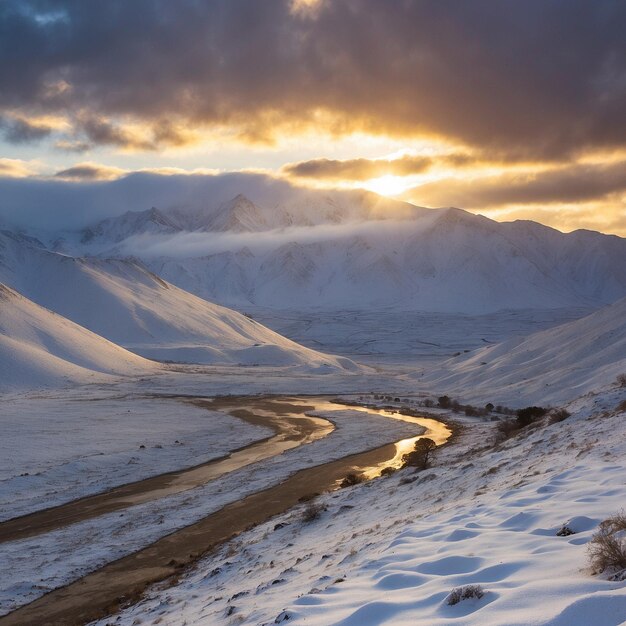 Atardecer en la montanas vues des postes