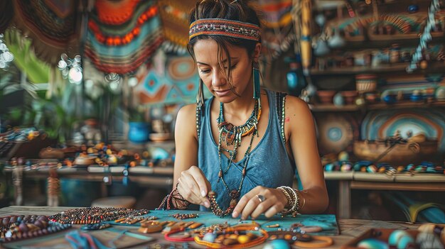 Un atelier de fabrication de bijoux dirigé par des artisans de communautés autochtones partageant leur patrimoine culturel et leurs techniques