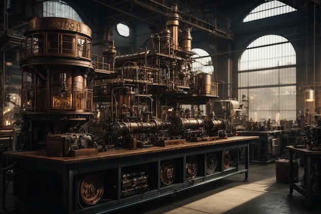 L'atelier de la fabrique de Metaverse Steampunk est un lieu de fantaisie industrielle