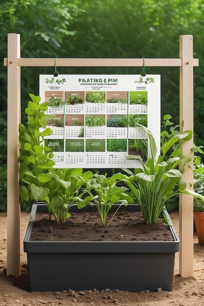 Photo atelier de jardinage durable plantation de calendrier signage mockup avec un espace blanc vide pour placer votre conception