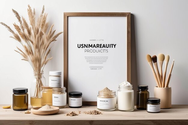 Photo atelier de produits de beauté naturels diy liste d'ingrédients signage mockup avec un espace blanc vide pour placer votre conception