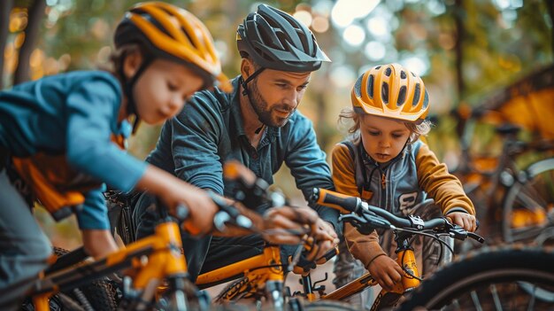 Photo atelier de réparation de vélos familial parents papier peint