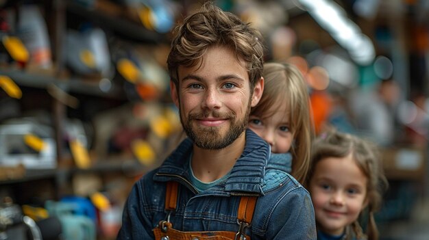 Photo atelier de réparation de vélos en famille parents