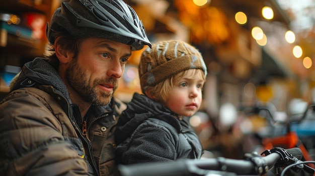 Photo atelier de réparation de vélos en famille parents