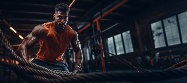 Athlète de CrossFit avec des cordes AI générative