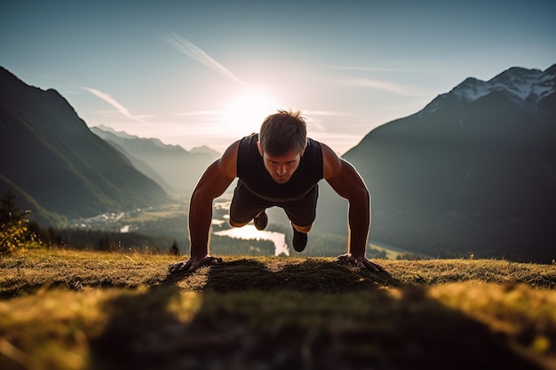 Photo athlète en forme qui aime faire de l'exercice en plein air et courir dans un environnement naturel mode de vie sain