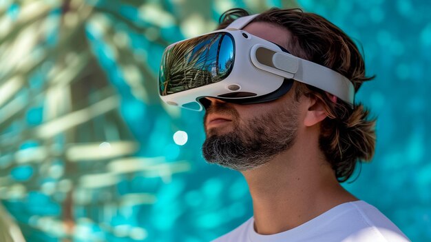 athlète avec des lunettes de soleil de réalité virtuelle