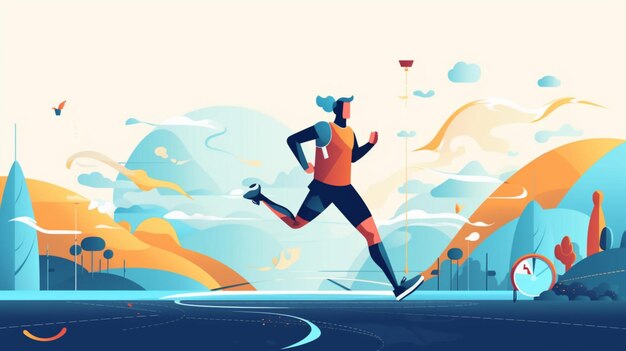 Athlète paralympique en cours d'exécution illustration vectorielle plane Generative Ai