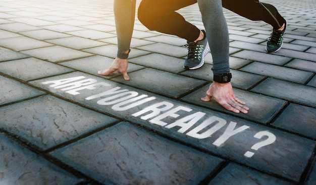 Photo athlète prêt à courir avec le message êtes-vous prêt