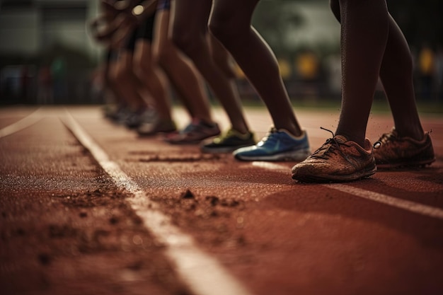 Athlètes courant à l'athlétisme illustration générative ai