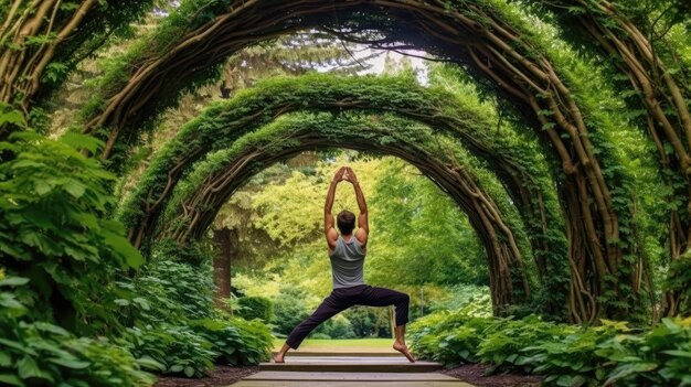 Les athlètes se plantent dans une pose de yoga AI générative