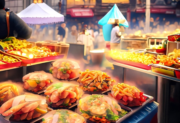 l'atmosphère animée d'un marché de rue animé