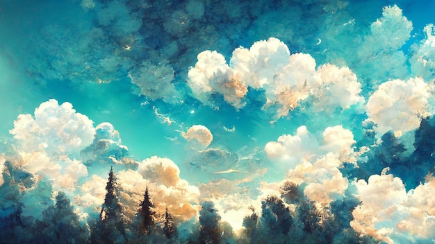 Atmosphère ciel clair avec nuages Texture 3D illustration