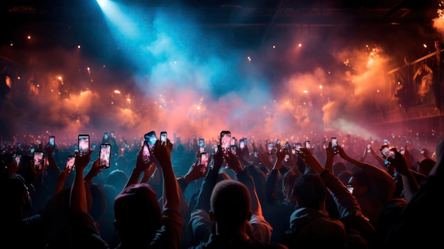 L'atmosphère électrique du concert se reflète sur les écrans mobiles tandis que la foule capture chaque moment de cette nuit inoubliable.