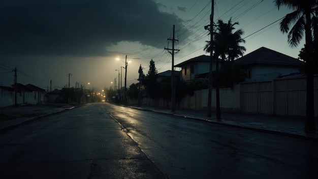 l'atmosphère d'une rue de la ville à minuit