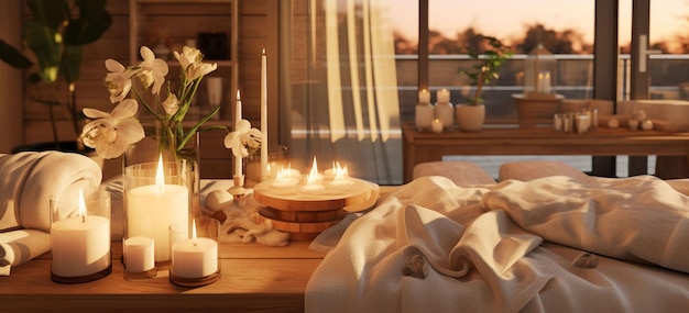 atmosphère de spa à la maison avec des massages