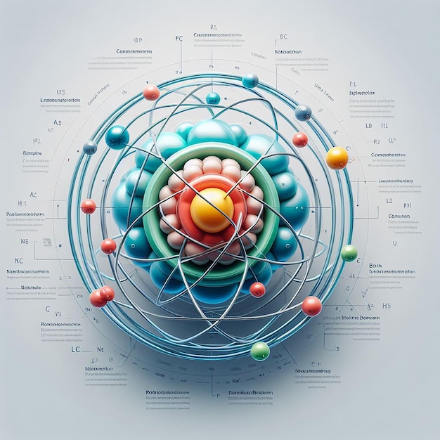 Les atomes et l'orbite atomique avec les protons