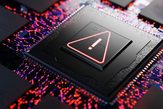 Attaque de pirate informatique Attaque de virus Attaque DDoS Notification du système de protection des données personnelles Notification de signe d'avertissement d'erreur et concept de danger et d'erreurs dans le système Rendre 3D du programme d'espionnage