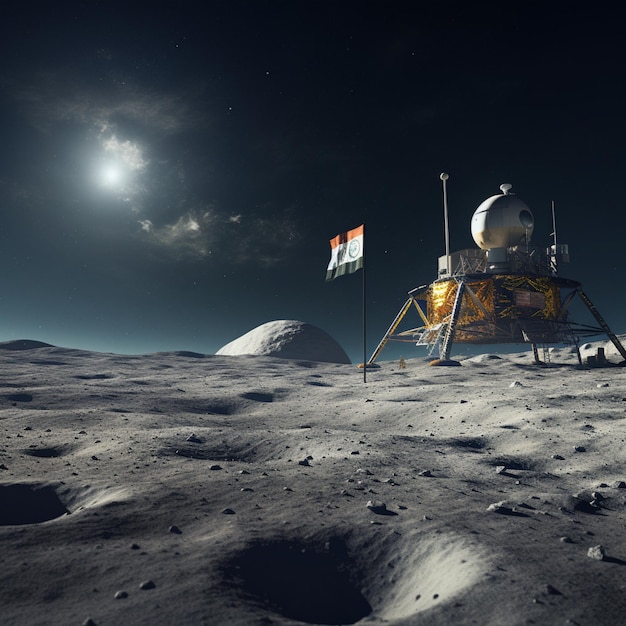 L'atterrissage en douceur de Chandrayaan 3 sur la lune avec le drapeau indien
