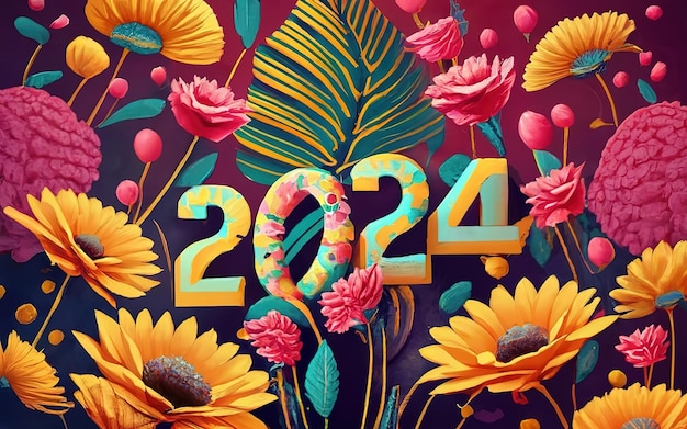 Attractif Numéro 2024 fait avec des fleurs isolées sur fond blanc