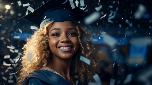 Photo une attrayante fille africaine en robe de fin d'année.