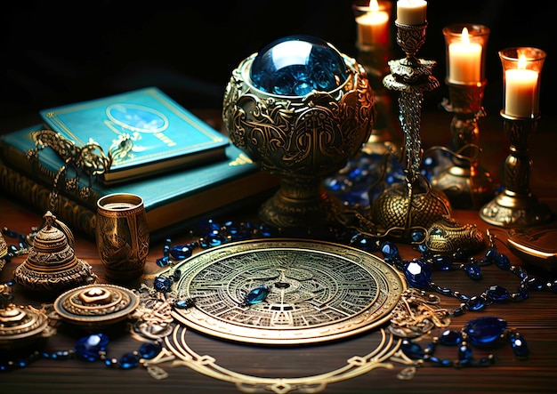 Attributs magiques pour la divination et la sorcellerie sur la table